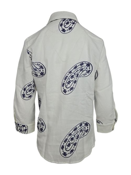 camicia donna con ricami paisley bianco e blu Camicetta Snob | 649-41448424